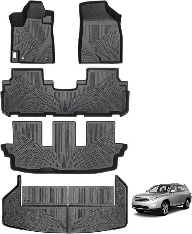 Tapetes automotivos 3D em TPE para Toyota Highlander 2008–2013 não híbrido JAOGAUS, 5 peças