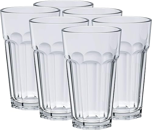 Miniatura 9 de Juego de 6 vasos de plástico Tritan de 18 onzas, vasos de plástico para agua, sin BPA y duraderos, aptos para lavavajillas