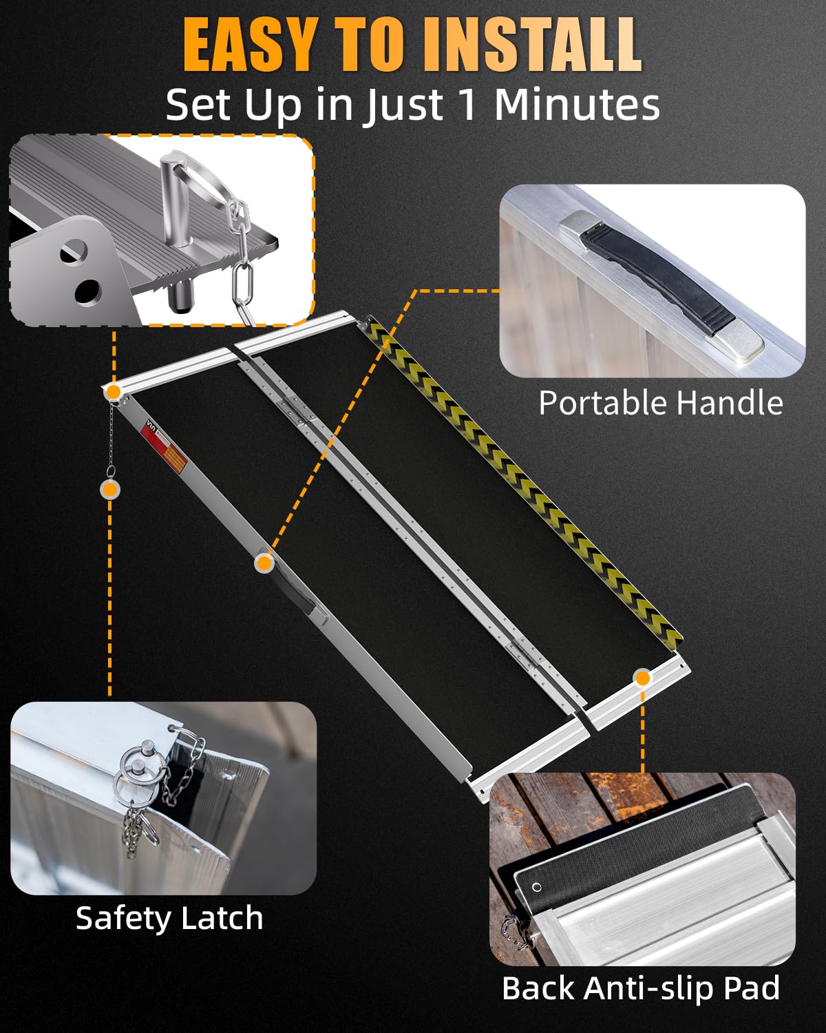 Portable Wheelchair Ramp - 4FT Non-Slip -5