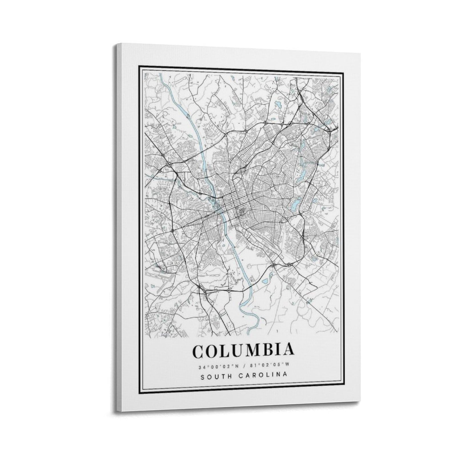 xiaoxiaoshen Columbia South Carolina Map Canvas Poster Wall Art Prints Room Aesthetic Murals Bedroom And Living Decorations 20x30inch(50x75cm)