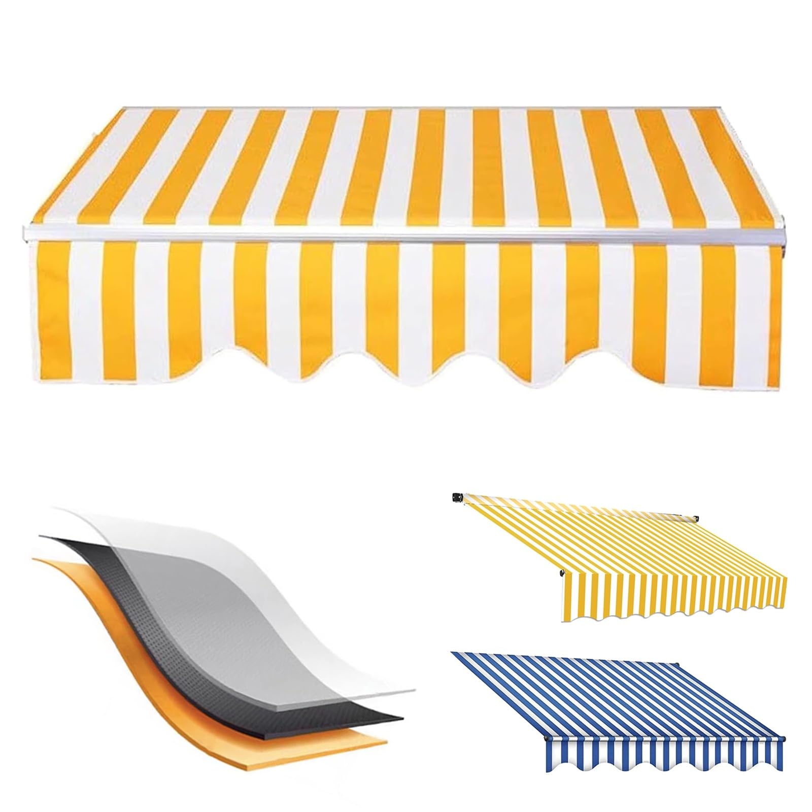Retractable Patio Awning Replacement Fabric, Manual Awning Replacement Fabric Retractable, Outdoor Patio Canopy Sunsetter Deck Awnings Polyester, Waterproof Shade Sun Shade Awning Cover, 10/13/16X5FT( : Patio, Lawn & Garden