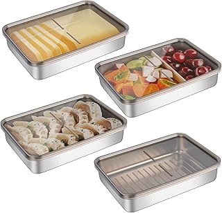 Sponsored You’re seeing this ad based on the product’s relevance to your search query.Learn more about this advertisement Set of 4 Fresh Food Storage Boxes, Fridge Organiser, Stackable Stainless Steel Box, Dishwasher Freezer for Cheese, Meat (with Transparent Lid)