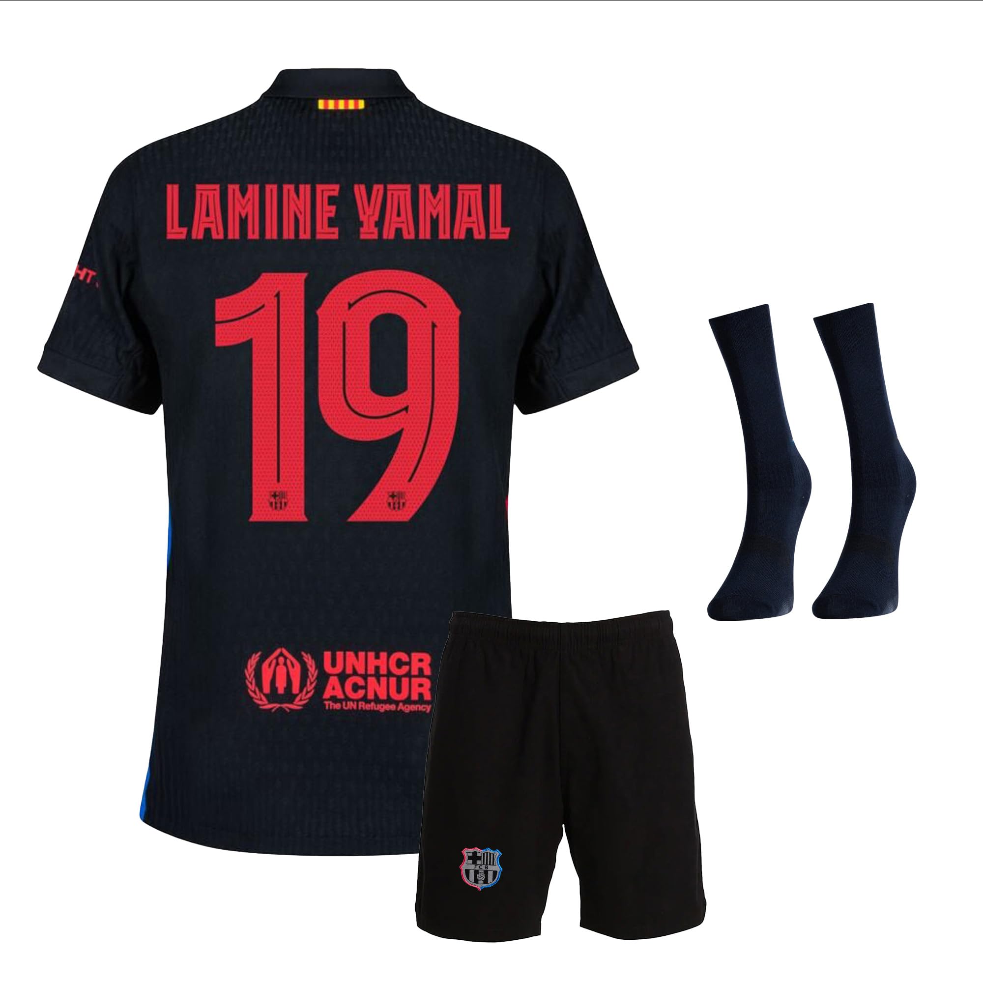 GokaynexBarcelona Lamine Yamal #19 Black Jersey, Children's Sports Jersey with Shorts and Socks