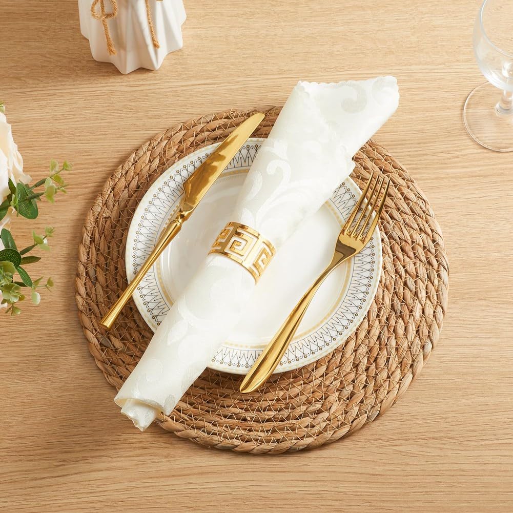 Lot de 10 sets de table ronds tissés à la main - 12 sets de table en rotin bohème - Pour table à manger, maison, mariage