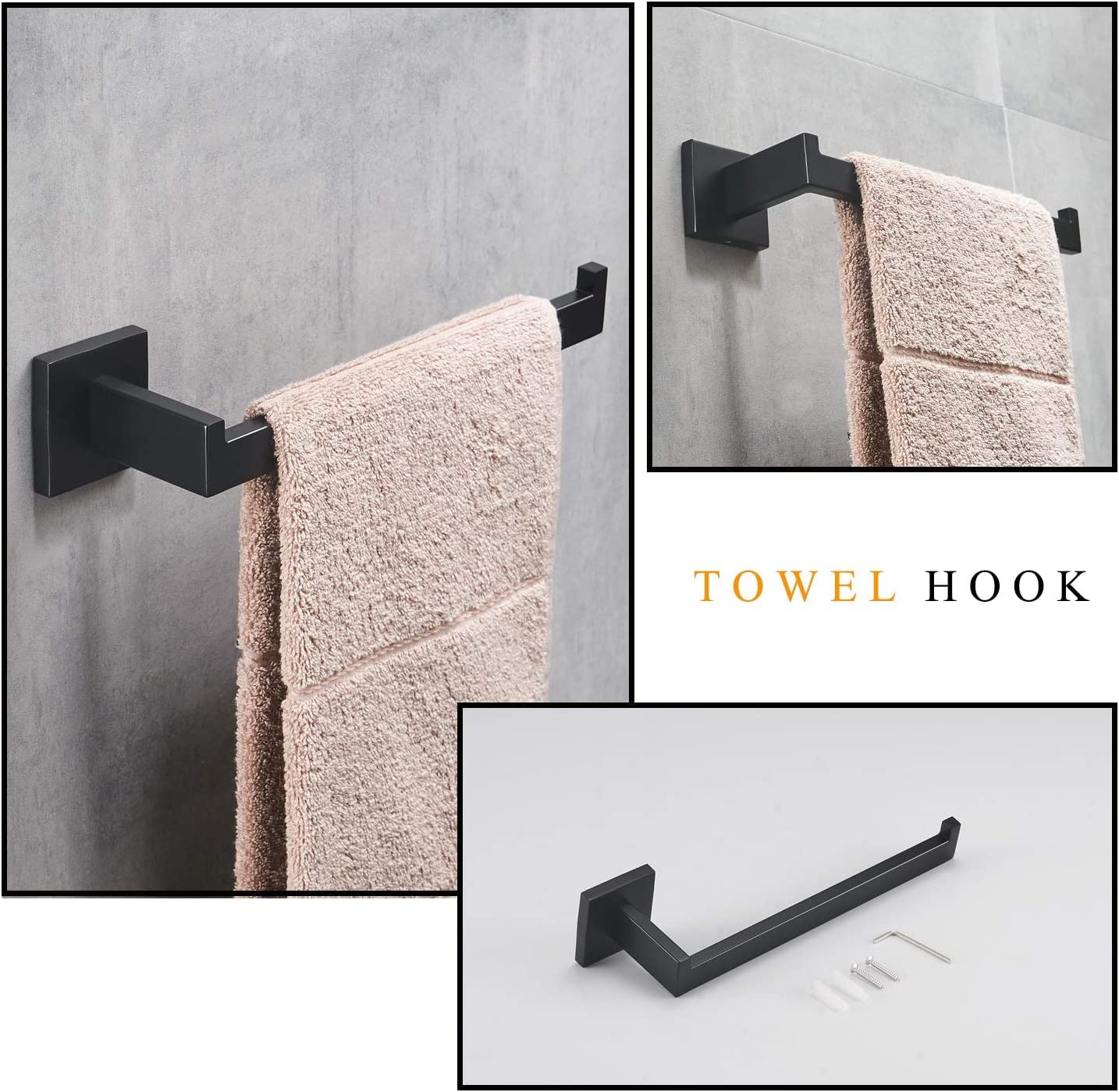 Conjunto de Accesorios de baño, 5 Piezas de Acero Inoxidable Juego de Hardware de baño montado en la Pared, Set de Colgante de Hardware del Inodoro