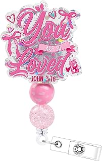 Bible Verse Badge Reel Retractable - Cosmisun You are So Loved Badge Holder Valentine's Day Christian Scripture ID Badge Holder Clip Religious Gifts for Nurse Nursing Student Doctor Teacher Worker
