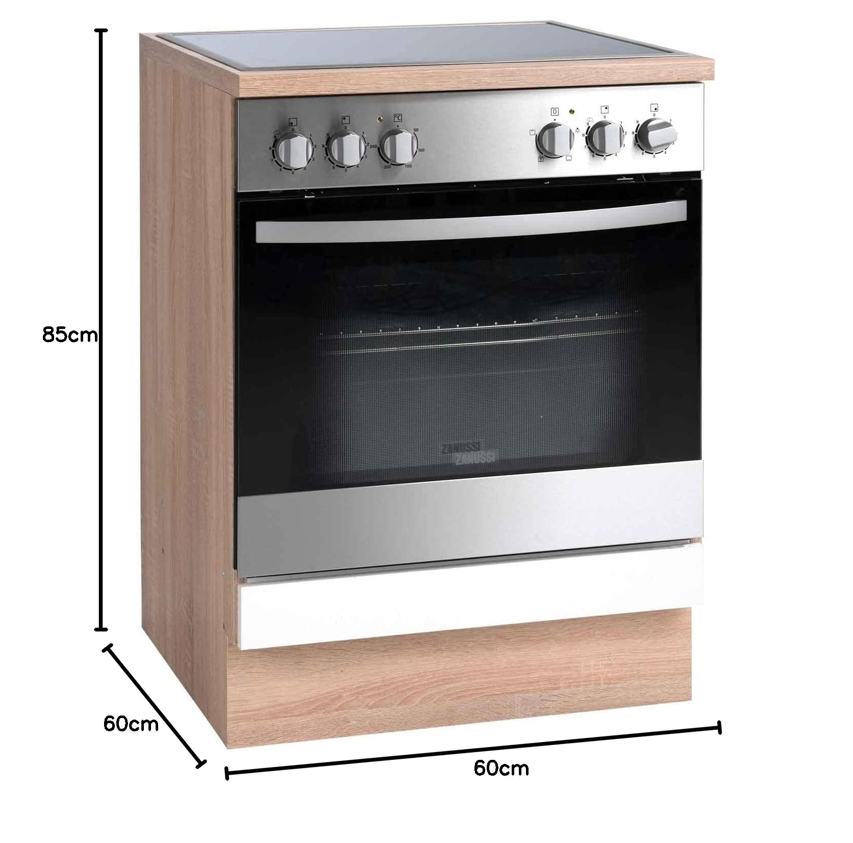 Herdumbauschrank - Eiche Sonoma Dekor - Weiß - B 60 x H 85 x T 60 cm - Einbauschrank Küchenschrank
