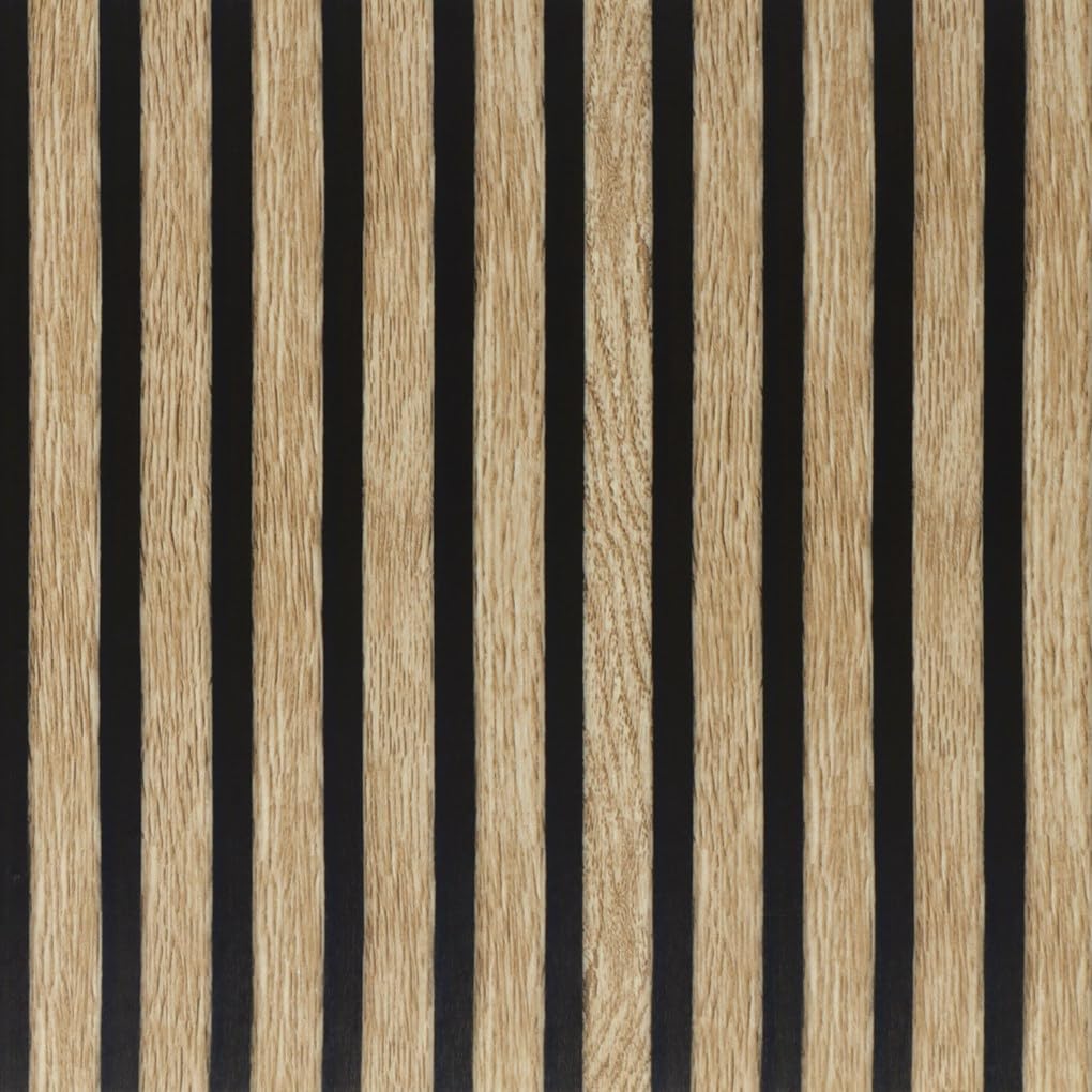Arthome Wood Slats Wallpaper 43.5x610cm Self-Adhesive Removable Peel and Stick Wallpaper Vinyl Decorative Black Wood Slat Paper Film Vintage Wall Covering for Furniture Easy to Clean
