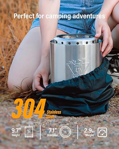 Miniatura 3 de YEFU Hoguera de mesa de 9.7 x 7.1 pulgadas, estufa de campamento con control de intensidad de llama para exteriores y patio, alimentada por pellets