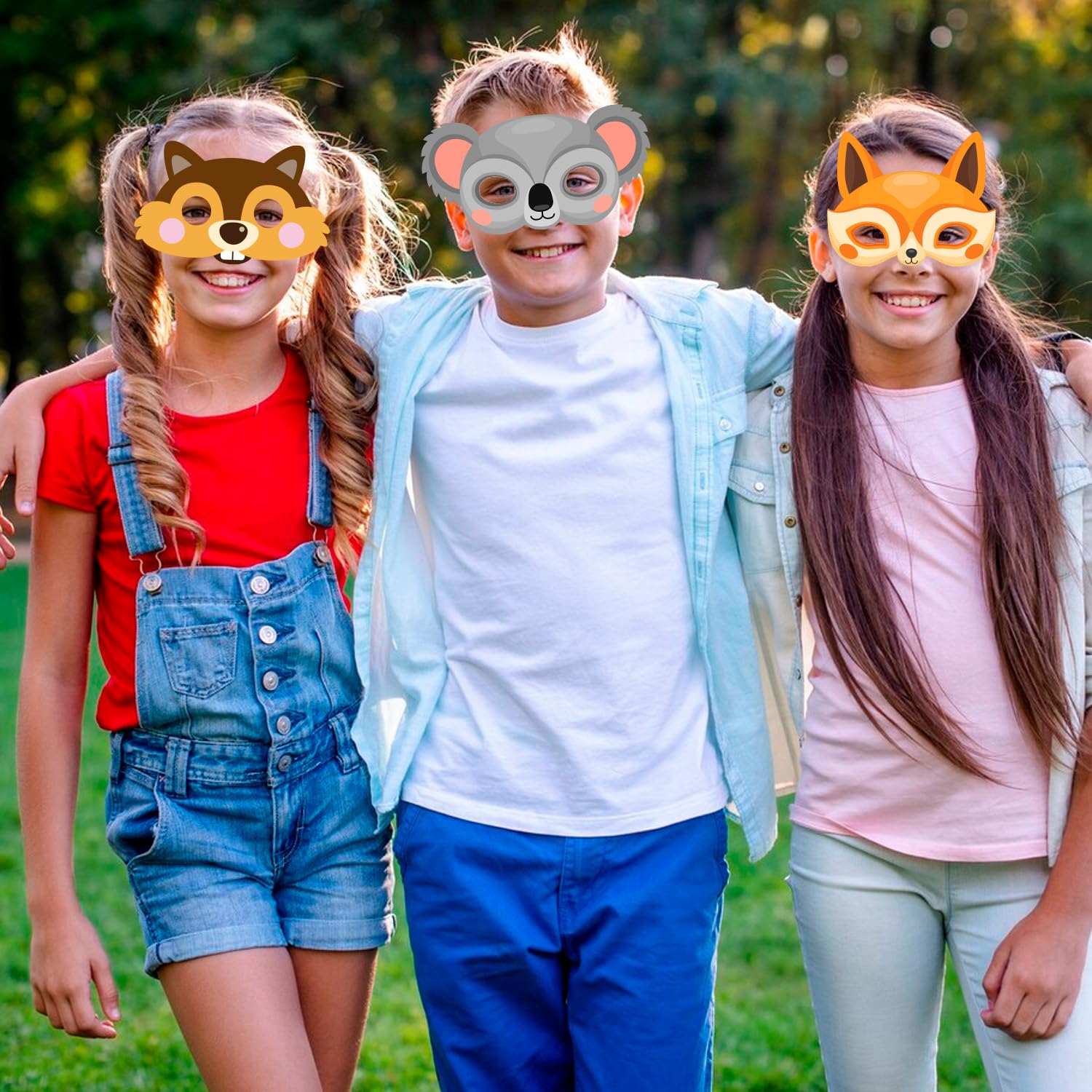 Jungle Animal Masks, 16 Pcs Animal Party Masks Set - Safari Animal Face Mask for Kids, Jungle Safari Party Mask & Safari Animal Theme Mask, for Jungle Animal Party Decorations Supplies