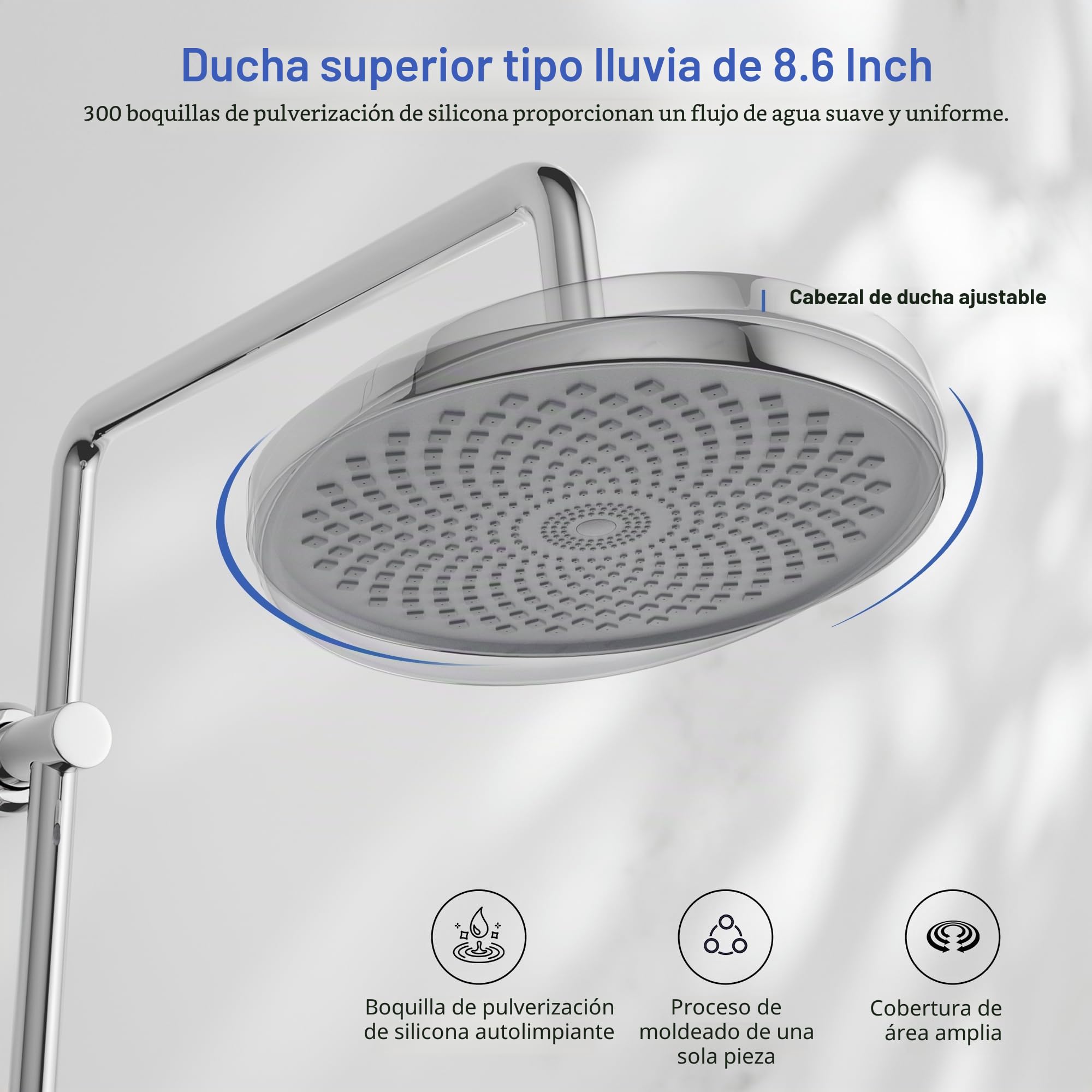 MORADO Columna Ducha sin Grifo,Set de Ducha con ducha de lluvia redonda y ducha de mano,Altura 95cm,Cromado