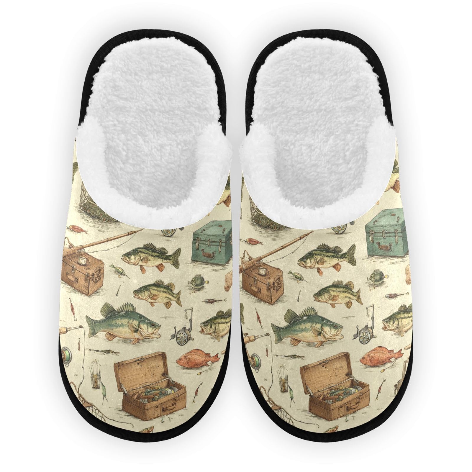 Vintage Fishing Slipper Memory Foam For Women Men