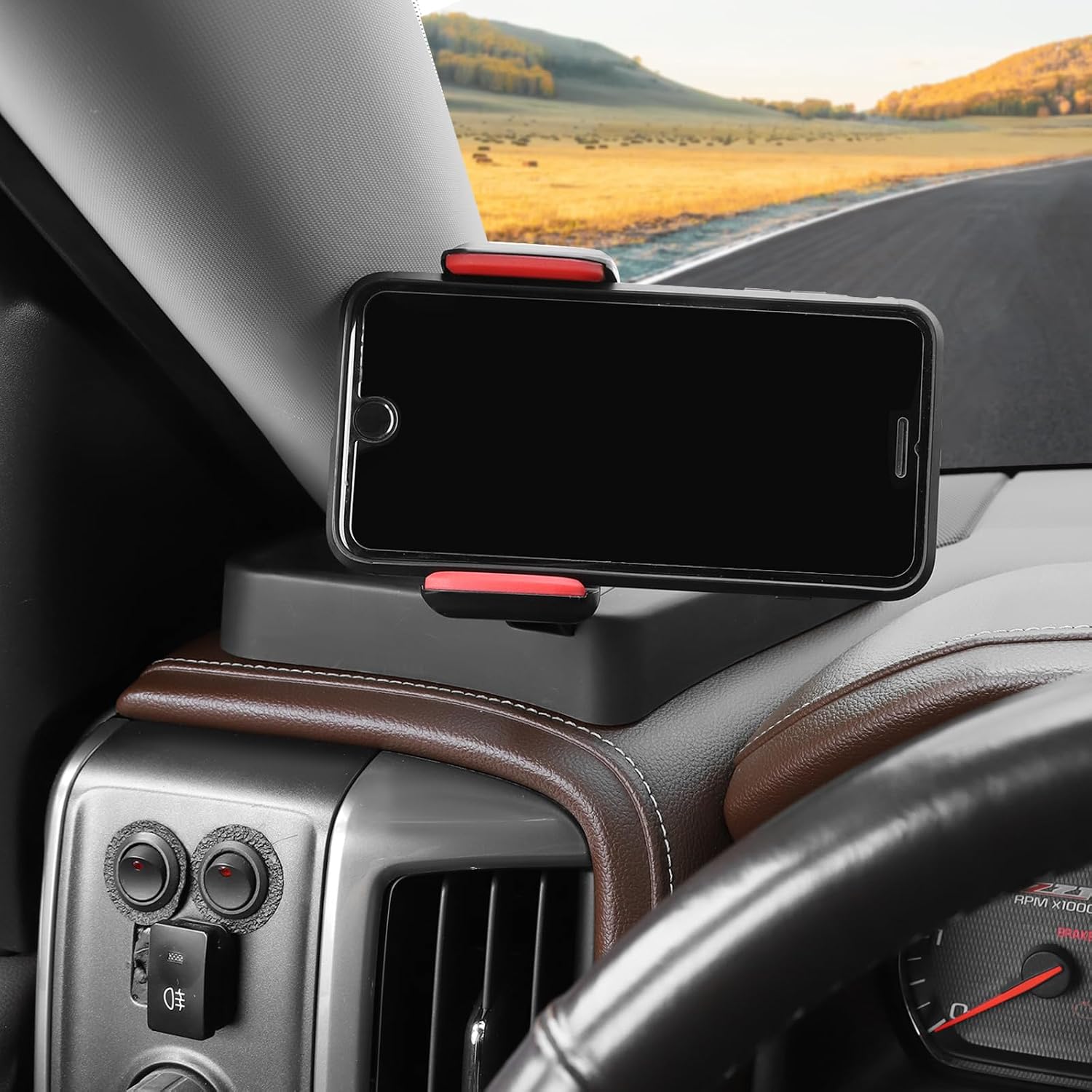 for Silverado Dash Storage Tray Phone Holder Fit for Chevy Silverado/GMC Sierra 2014-2018 Black Interior Accessories 1pc