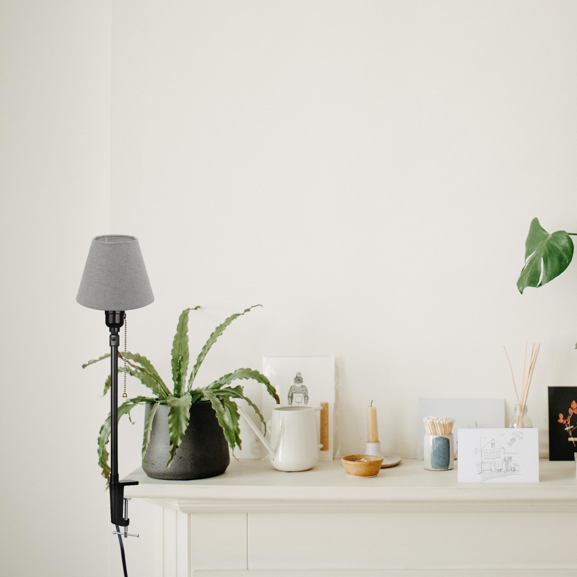 Modern Klemmleuchte,1 Packung Leselampe mit 2,5 m Kabel, Dimmbar Graue Nachttischlampe,Augenpflege Schreibtischlampe für Heimgebrauch Büro, E27 Lampenhalterung - DZ0031