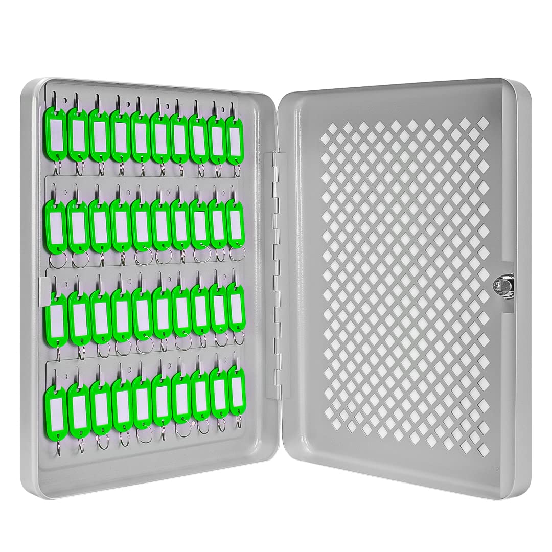 BARSKA Lock Key Cabinet with Green Tags, Alloy Steel, Grey