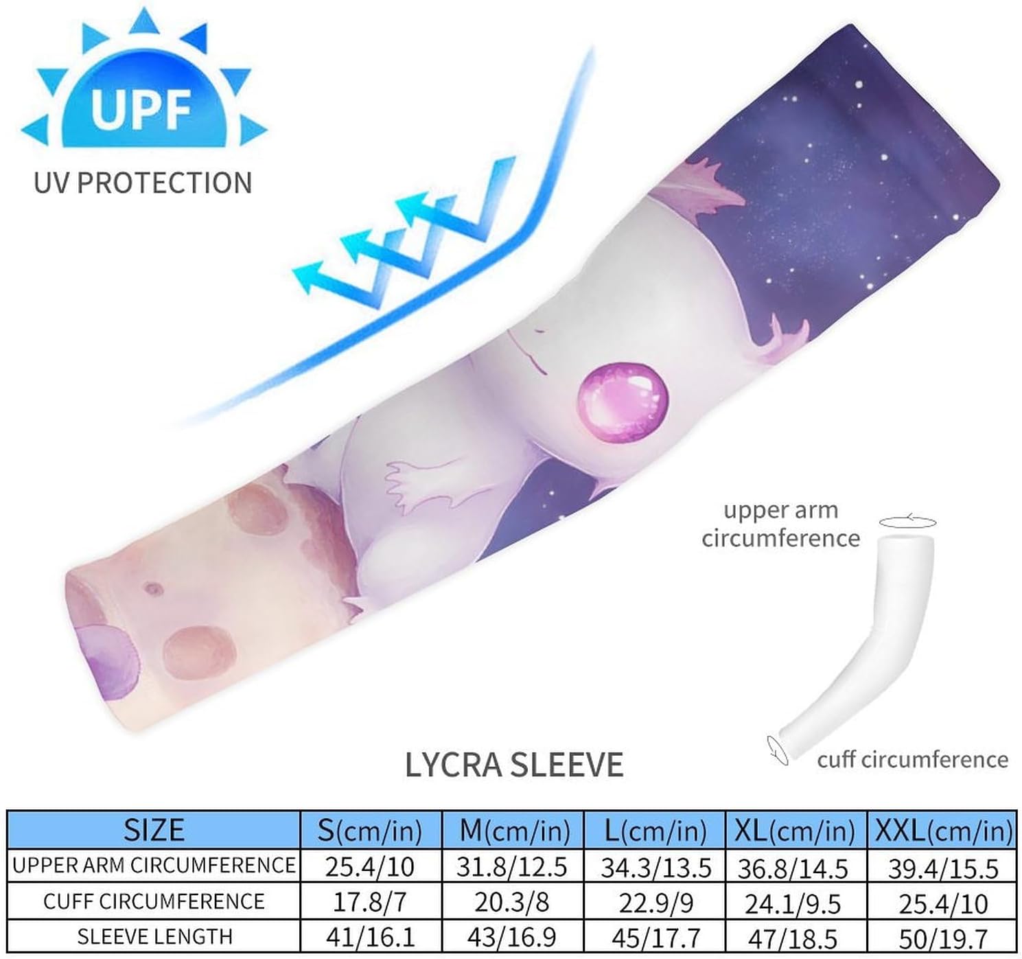 Aliens Axolotl Planets Arm Sleeves Cooling Sun Protection Sports Compression for Golf Basketball