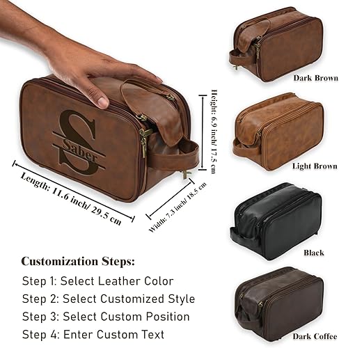 Miniatura 2 de Neceser personalizado para hombres, de gran capacidad, iniciales de nombre personalizado, kit de piel sintética, regalo de padrinos de boda, bolsa