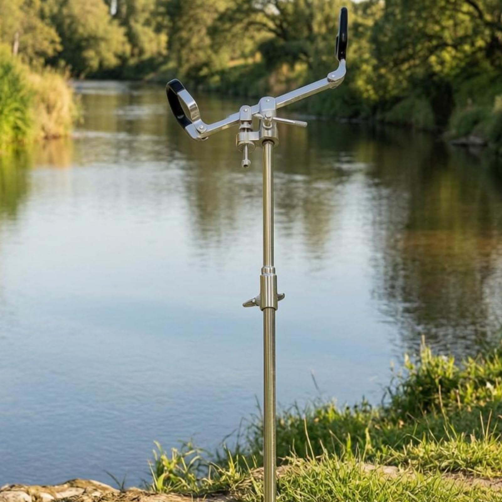 Porta Canna da Pesca Regolabile Stabile Supporto Canna in Acciaio Inox Antiruggine Attrezzatura Sportiva per Pescatori, Riva, Fiume, Lago