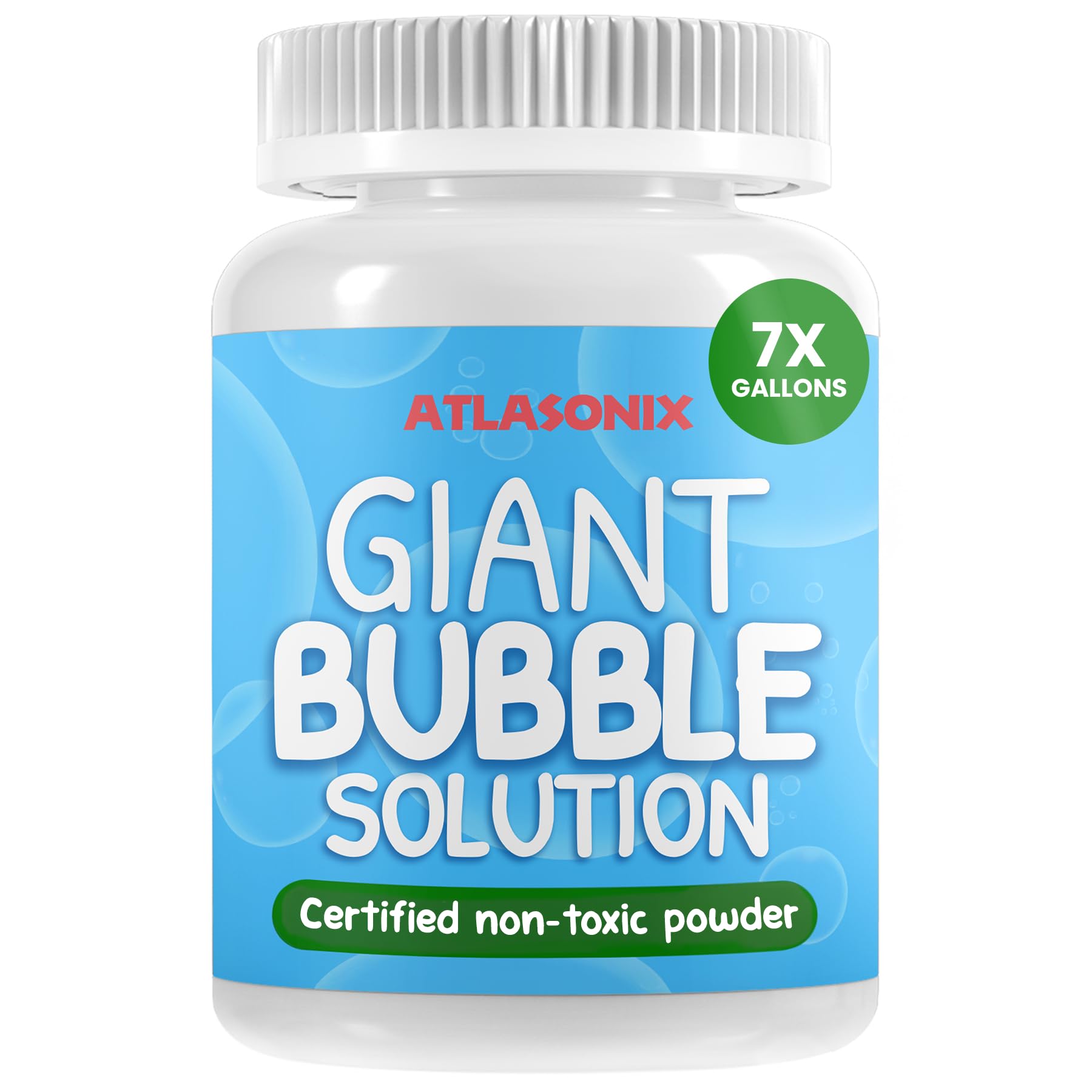 Atlasonix Giant Bubble Mix for Kids - Non Toxic All Natural Bubble Concentrate - Makes 7 Gallons of Pure Bubble Solution - Birthdays, Outdoor Family Fun for Girls and Boys