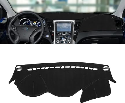 x xotic tech Center Console Dashboard Mat Pre-Cut Non-Slip Sunshield Sun Glare Protector Dash Carpet Pad Black Cover Compatible with Hyundai Sonata 2011-2014