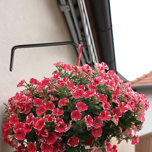 Miniatura 5 de Worth Garden - Paquete de 6 soportes para colgar plantas de 10 pulgadas, gancho de pared de hierro forjado con recubrimiento de polvo resistente -