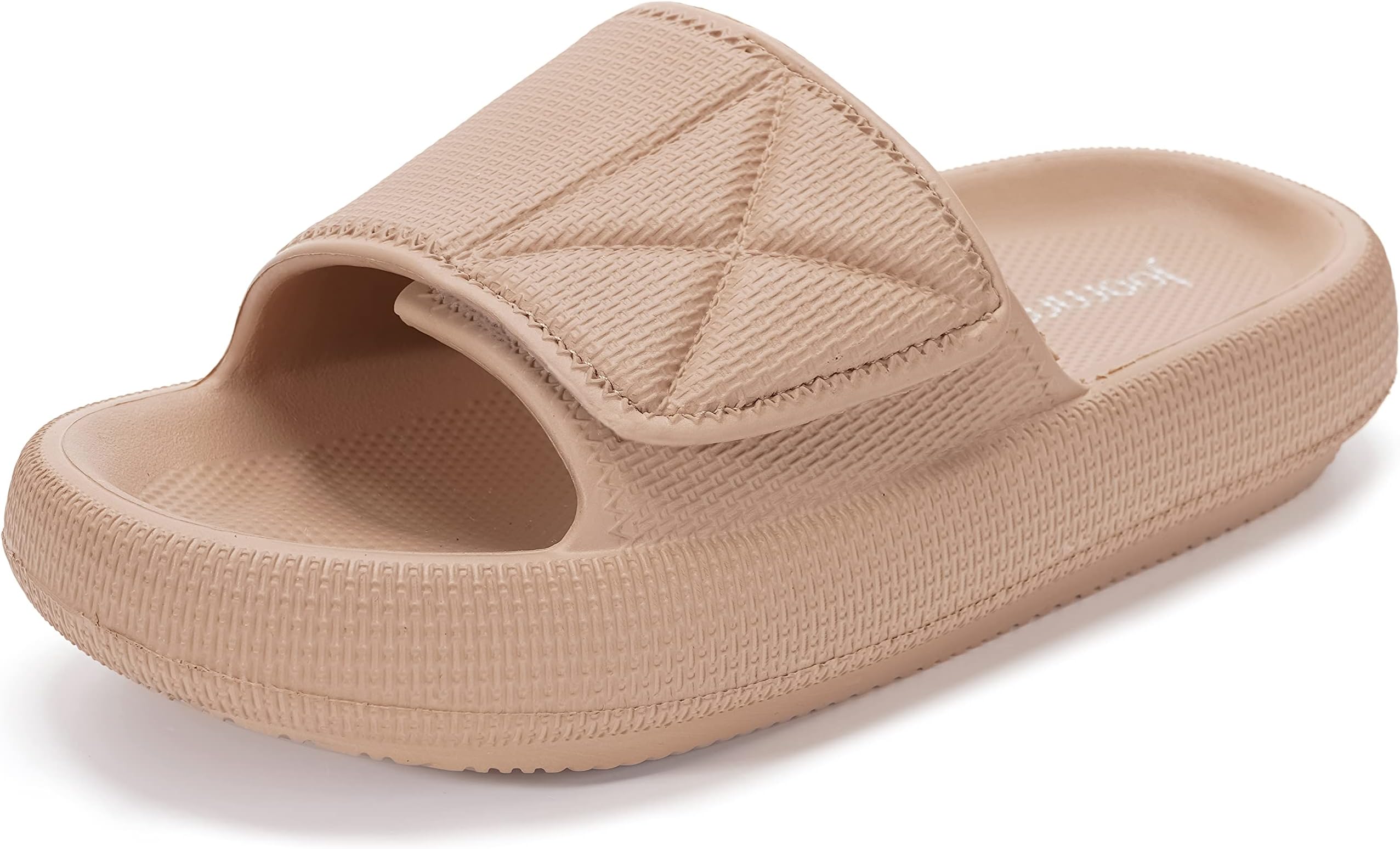 Joomra Adjustable Pillow Slippers for Women Men Cloud House Shower Bath Shoes Bathroom Puffy Tan Home EVA Platform Sandals Comfy Foam Cushion Slides for Ladies Female Sandles Brown