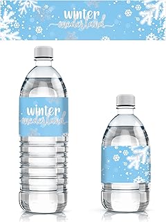 Blue Winter Onederland 1st Birthday Water Bottle Labels - 24 Stickers