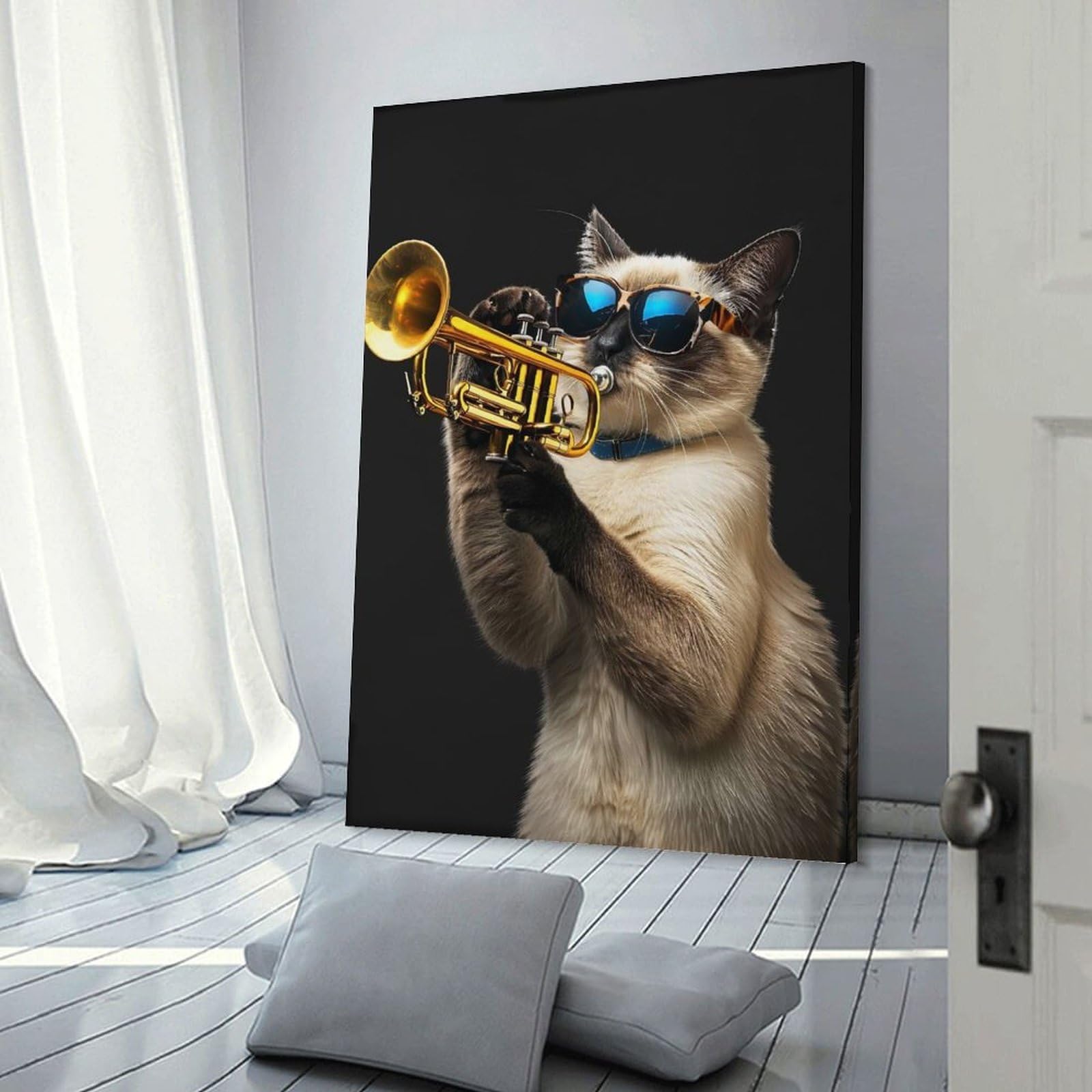 Junmoney Siamese Trumpet Canvas Art Print, 20x30inch(50x75cm), for Wall Displays, Bedrooms Or Room Updates, Home Wall Art for Statement Displays