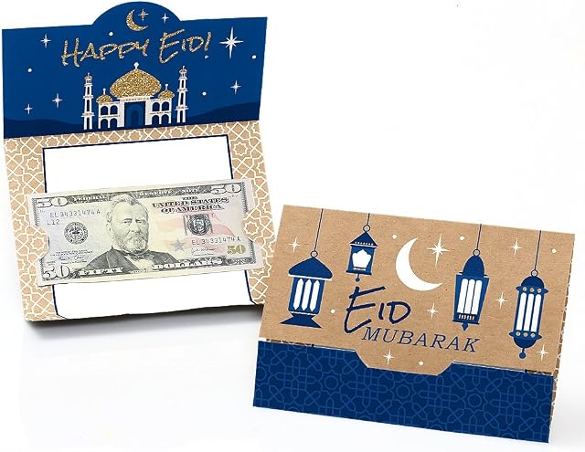 Big Dot of Happiness Ramadan - Eid Mubarak Money And Gift Card Holders - Set of 8