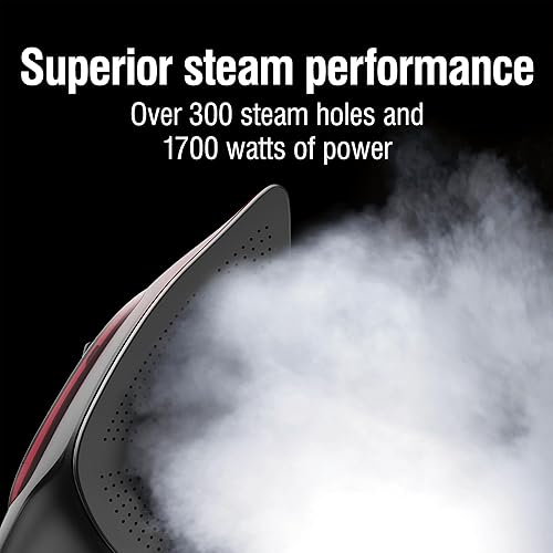 Miniatura 3 de CHI Plancha de vapor para ropa con más de 300 agujeros para un potente vapor, dial de guía de temperatura, 1700 vatios, cable XL de 10 pies, apagado