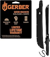 Gerber Gator Machete 25" - 18" Plain Edge & Saw Blade, Gator Grip Handle, Nylon Sheath for Bushcraft, Camping, Hunting, Survival