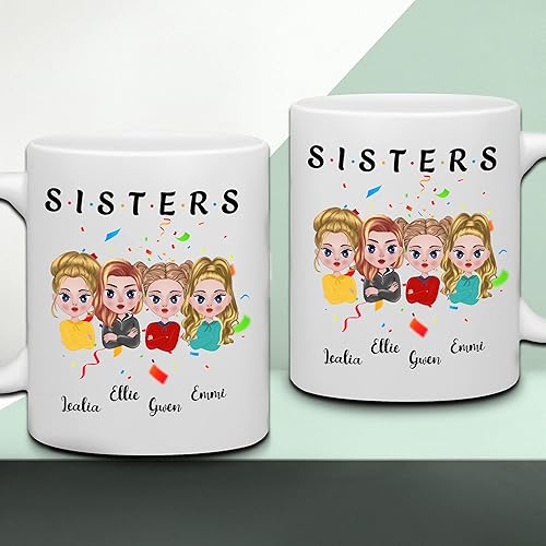 Miniatura 5 de WHIDOBE Taza de café personalizada de 11 onzas y 15 onzas con avatares, nombres, taza personalizada para mujeres, regalos personalizables para