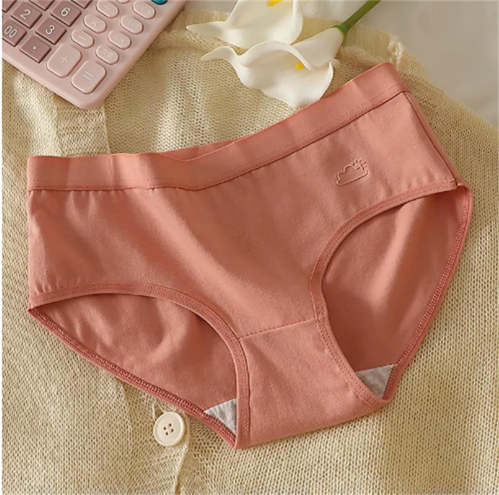 Mutande Donna Cotone 5 Pezzi Set Women Women Cotone Mutandine Sexy Brevi Bassi E Biancheria Bianche da Femmina Schema di Goccia Carina Intimata Lingerie-5 Colori Solidi-l