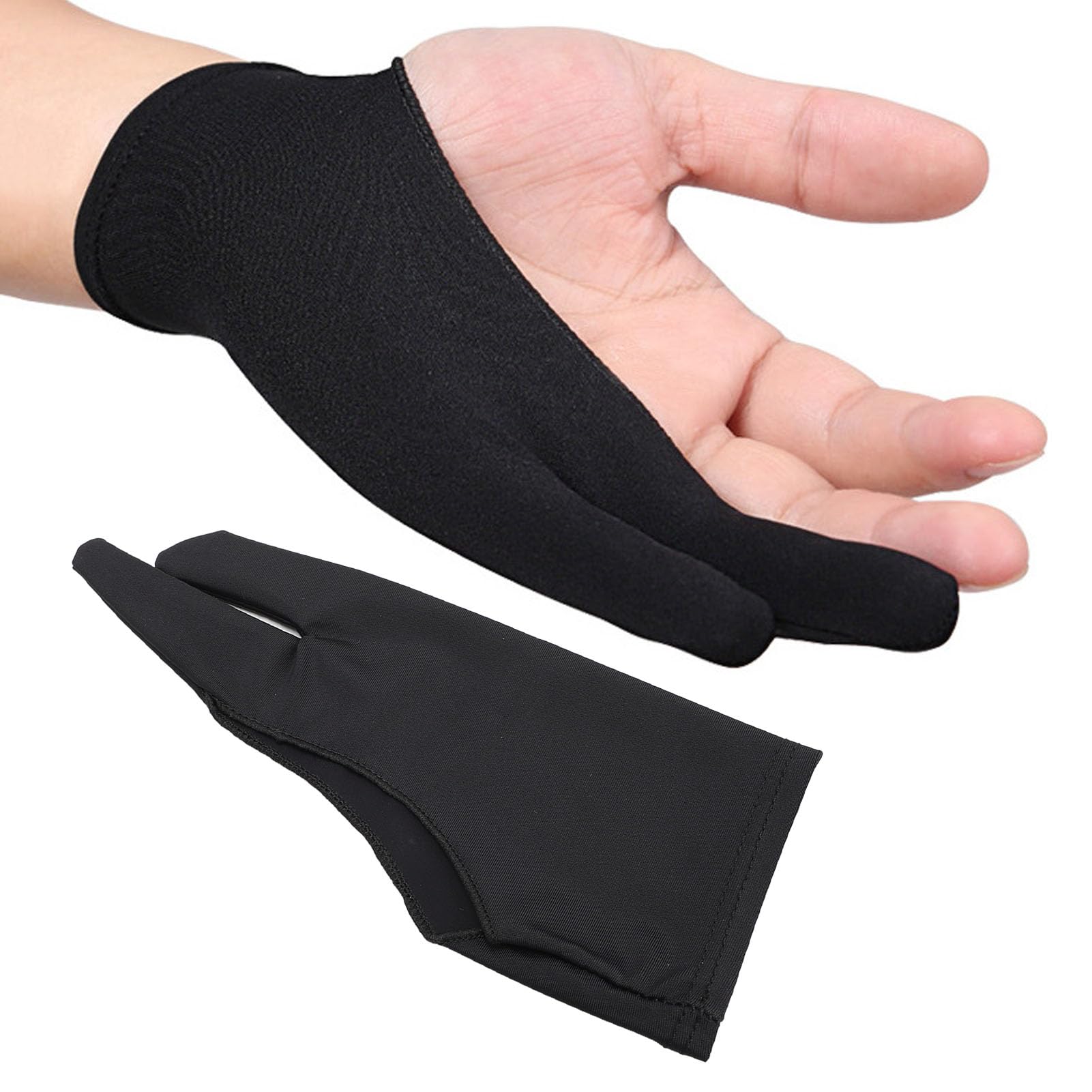 5 Pack Artist Gloves, Palm Rejection Drawing Glove for Graphic Tablet, Two Finger Digital Drawing Glove for Right Hand and Left Hand, Art Glove, Elasticity Breathable (L)