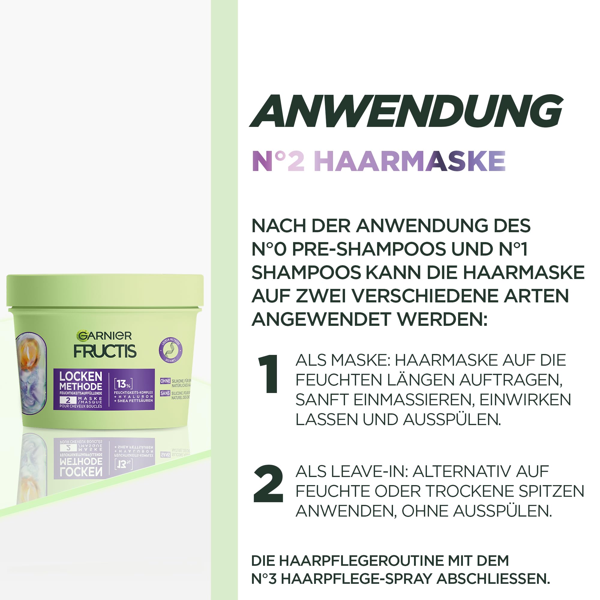 Garnier Lot de 4 soins capillaires hydratants pour toutes les boucles - Répare et revitalise - Avec acide gras hyaluronique et karité - Pré-shampooing, masque capillaire et spray