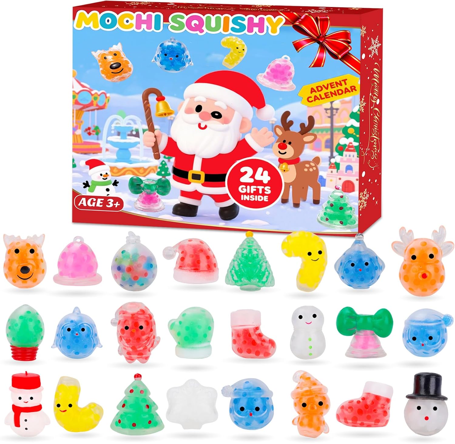Christmas Advent Calendar 2025 with 24 Stress Balls, Squishy Squeeze Balls Bulk Fidget Toys for Kids Boys Girls, Perfect for School Classroom Rewards, Stocking Stuffers & Xmas Party Favors
