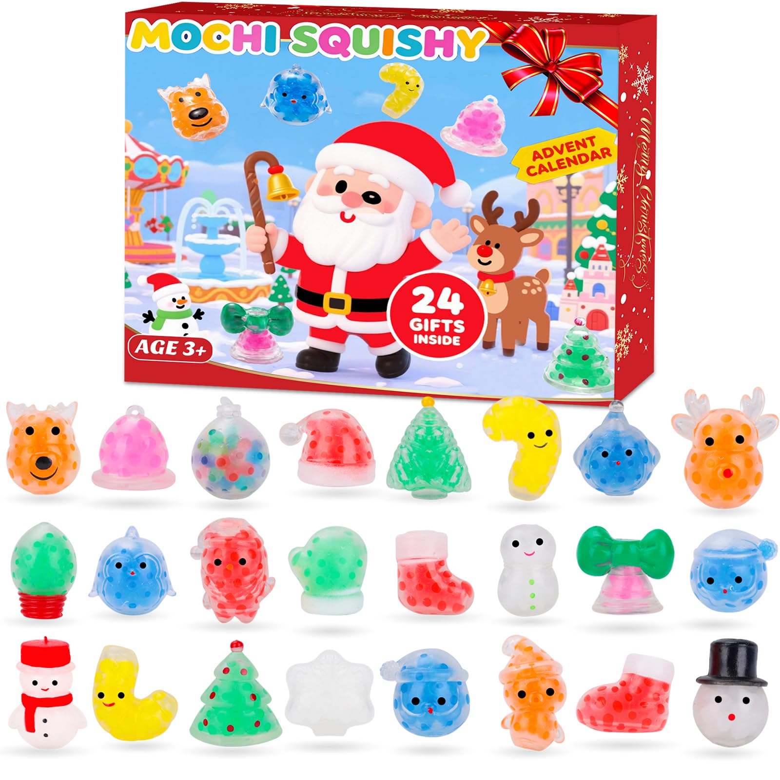 Christmas Advent Calendar 2025 with 24 Stress Balls, Squishy Squeeze Balls Bulk Fidget Toys for Kids Boys Girls, Perfect for School Classroom Rewards,