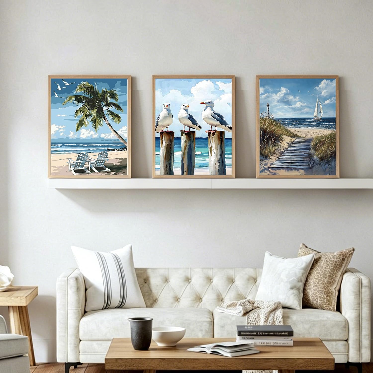PHANTASYART 3 Pack Beach Paint by Numbers Kit for Adults 12x16inch image 4