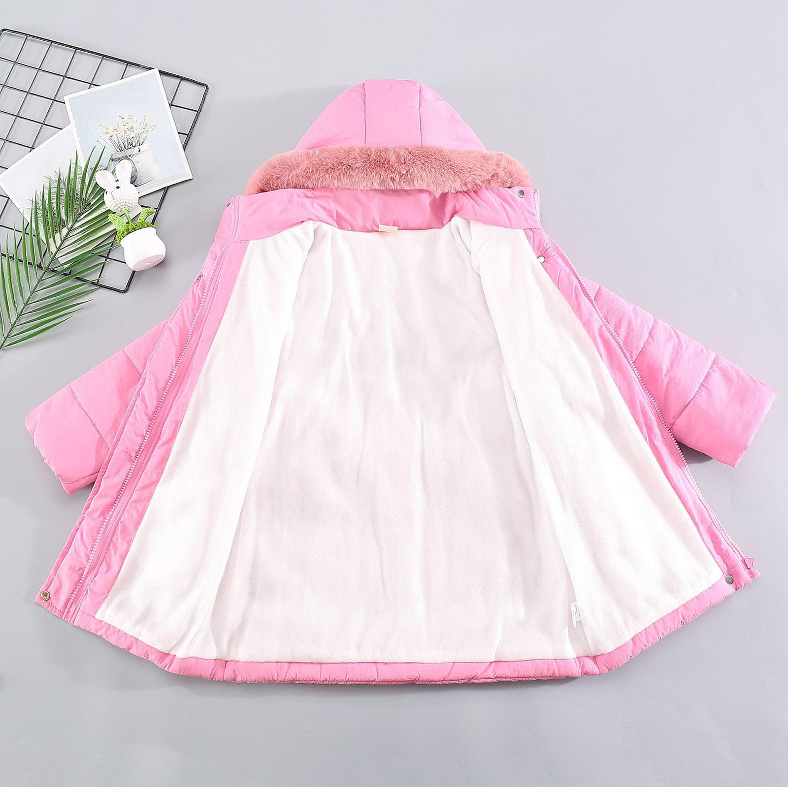 Abrigo de invierno para niños y niñas pequeños, chaqueta con capucha, forro polar grueso, resistente al viento, con cremallera, ropa de abrigo cálida