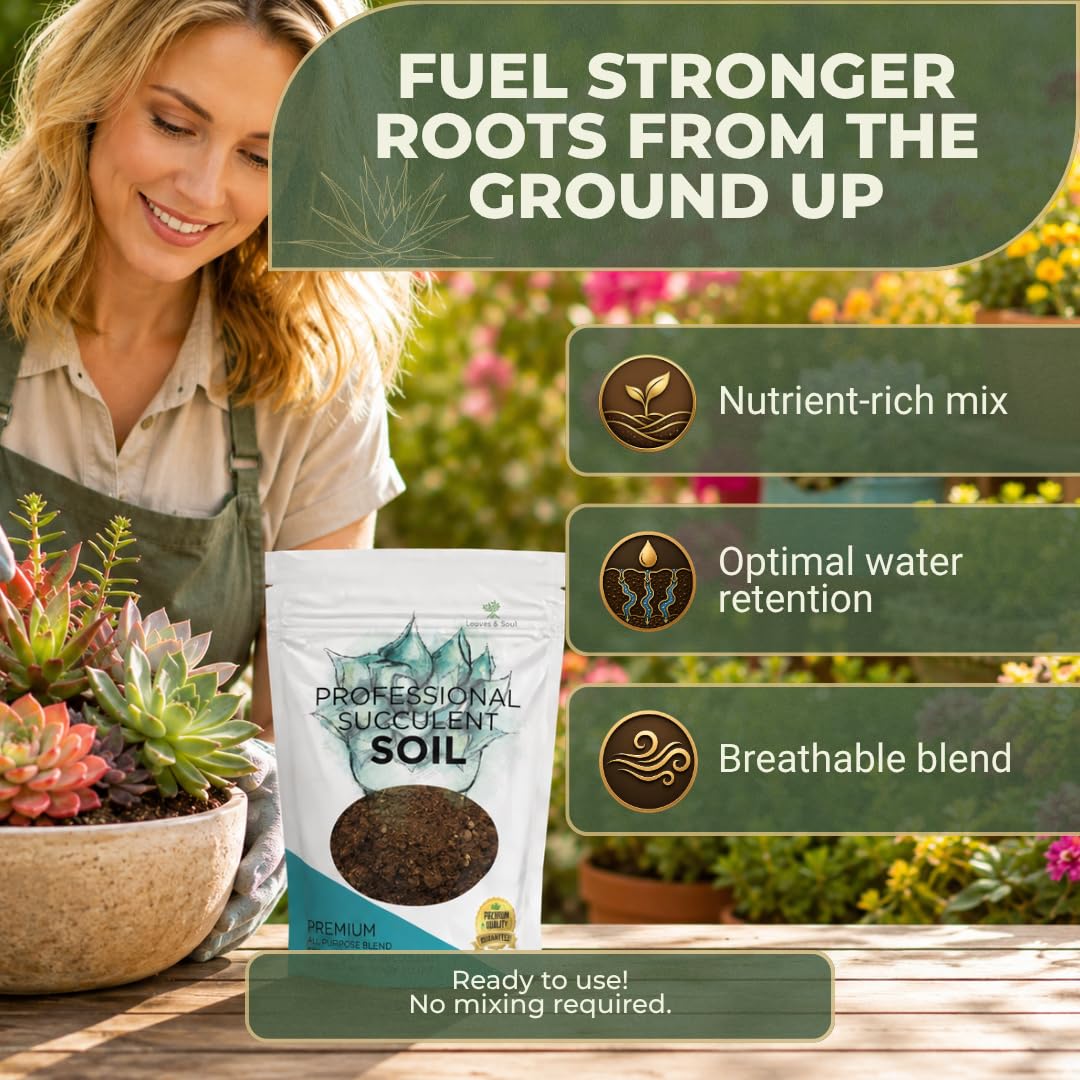 Succulent Soil Mehrzweck-Mischung, hochwertig, groß, gebrauchsfertig, vorgemischt für Kakteen und Sukkulenten, kanadischer Torf, Feldsand, Kiefernrinde, hergestellt in