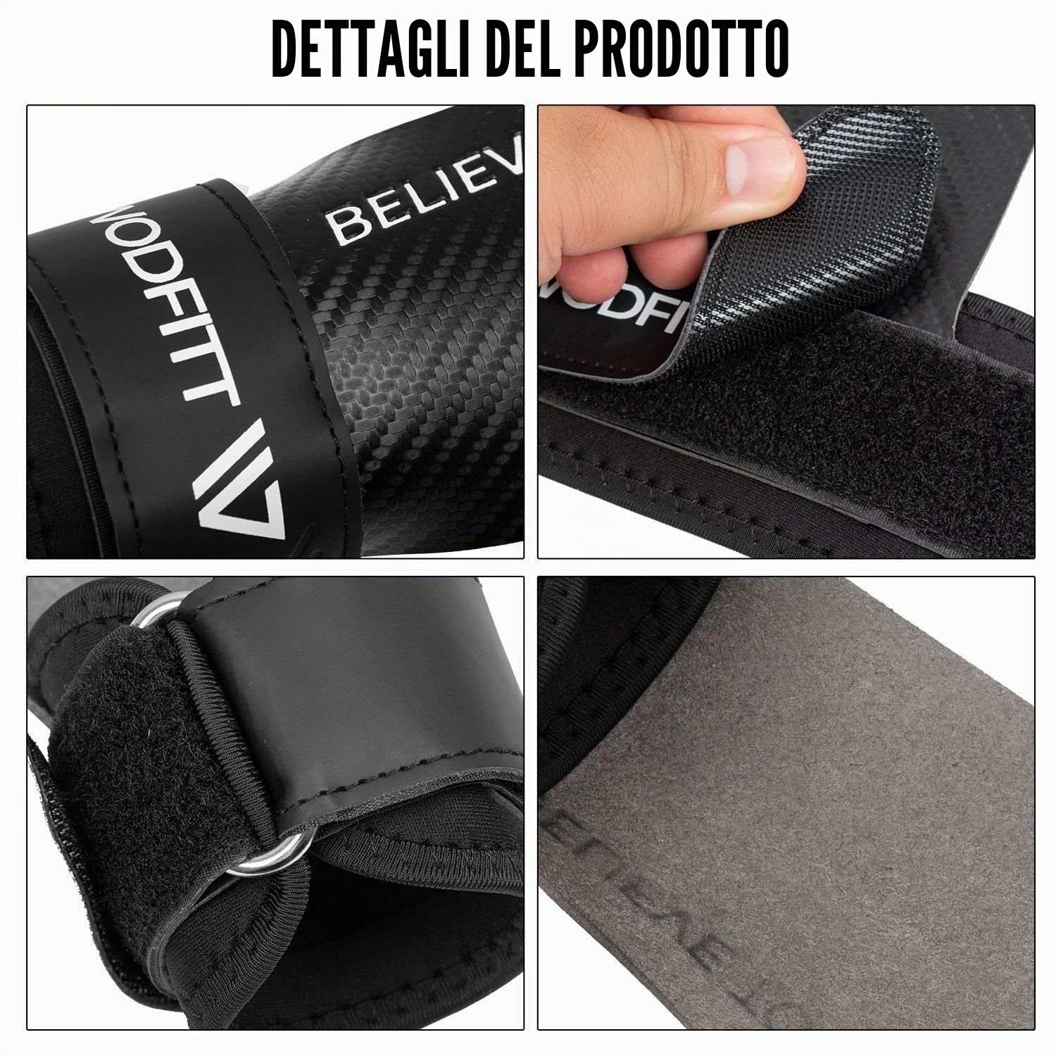 Paracalli CrossFit Uomo Donna | Guanti Palestra | Protezioni Mani | Sollevamento Pesi, Calisthenics Presa Sicura, Antivesciche | Grip Senza Fori in Fibra di Carbonio