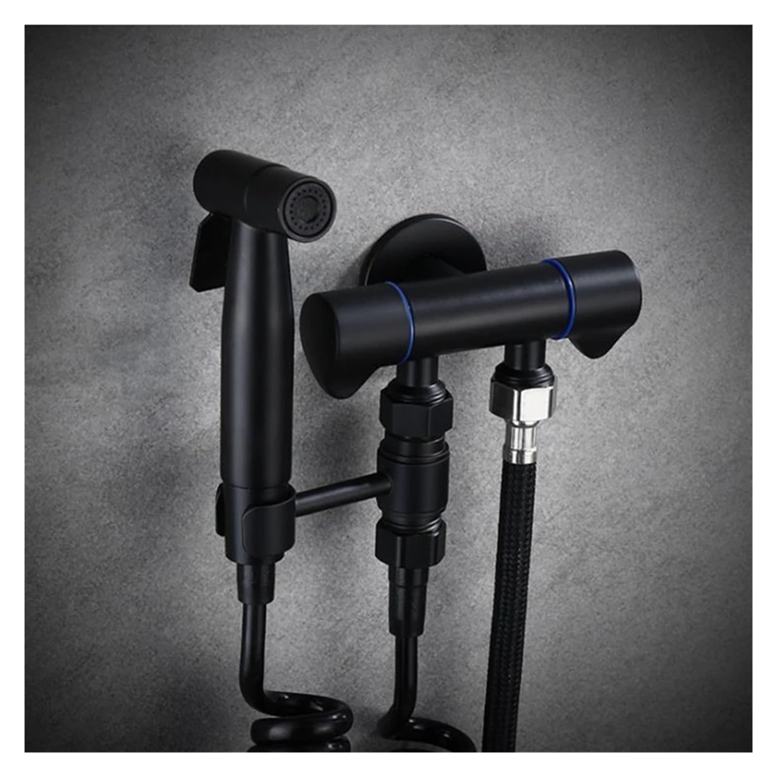 Grifo negro de bañera de pared para baños modernos con ducha de mano