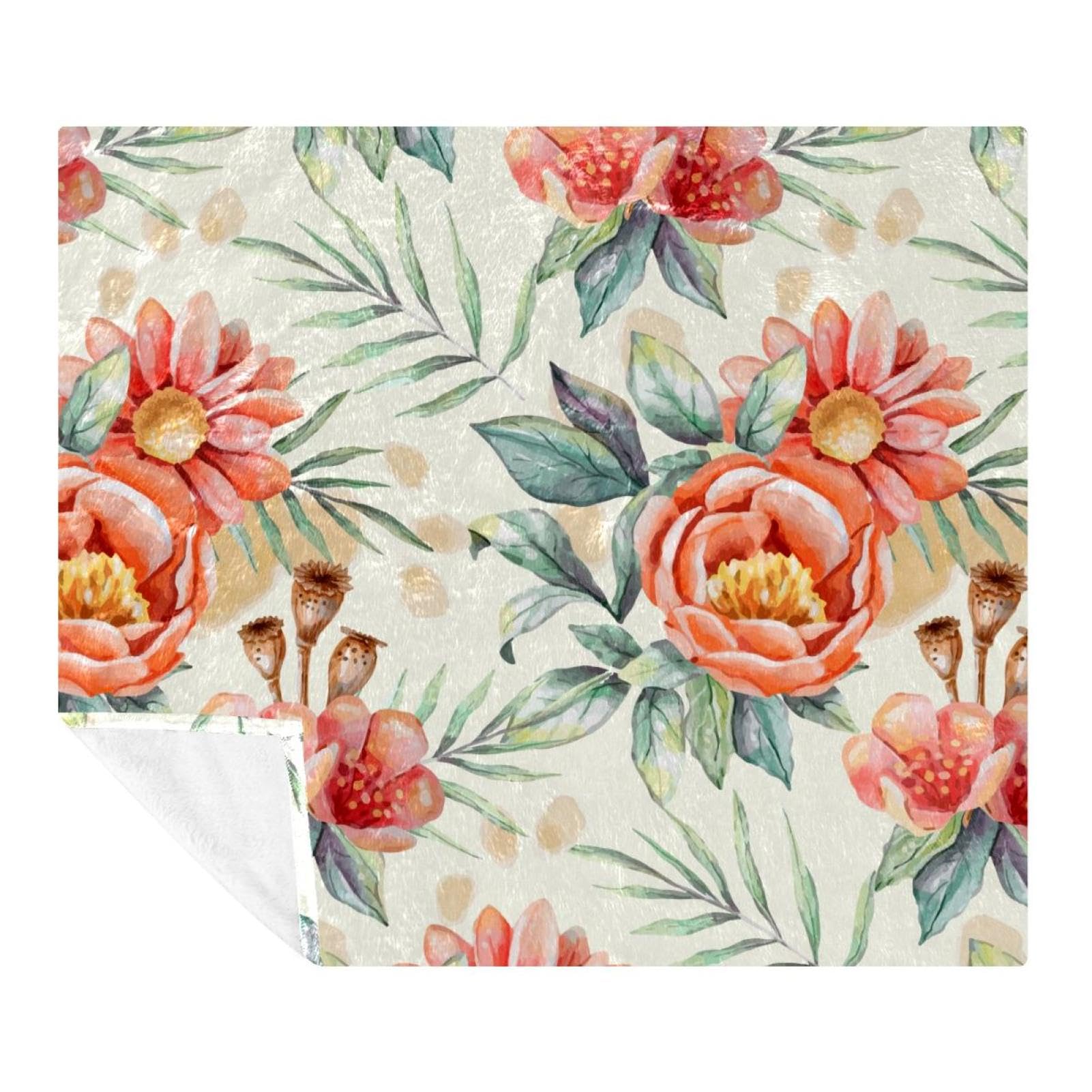 Couverture douce pour canapé et voyage à motif floral