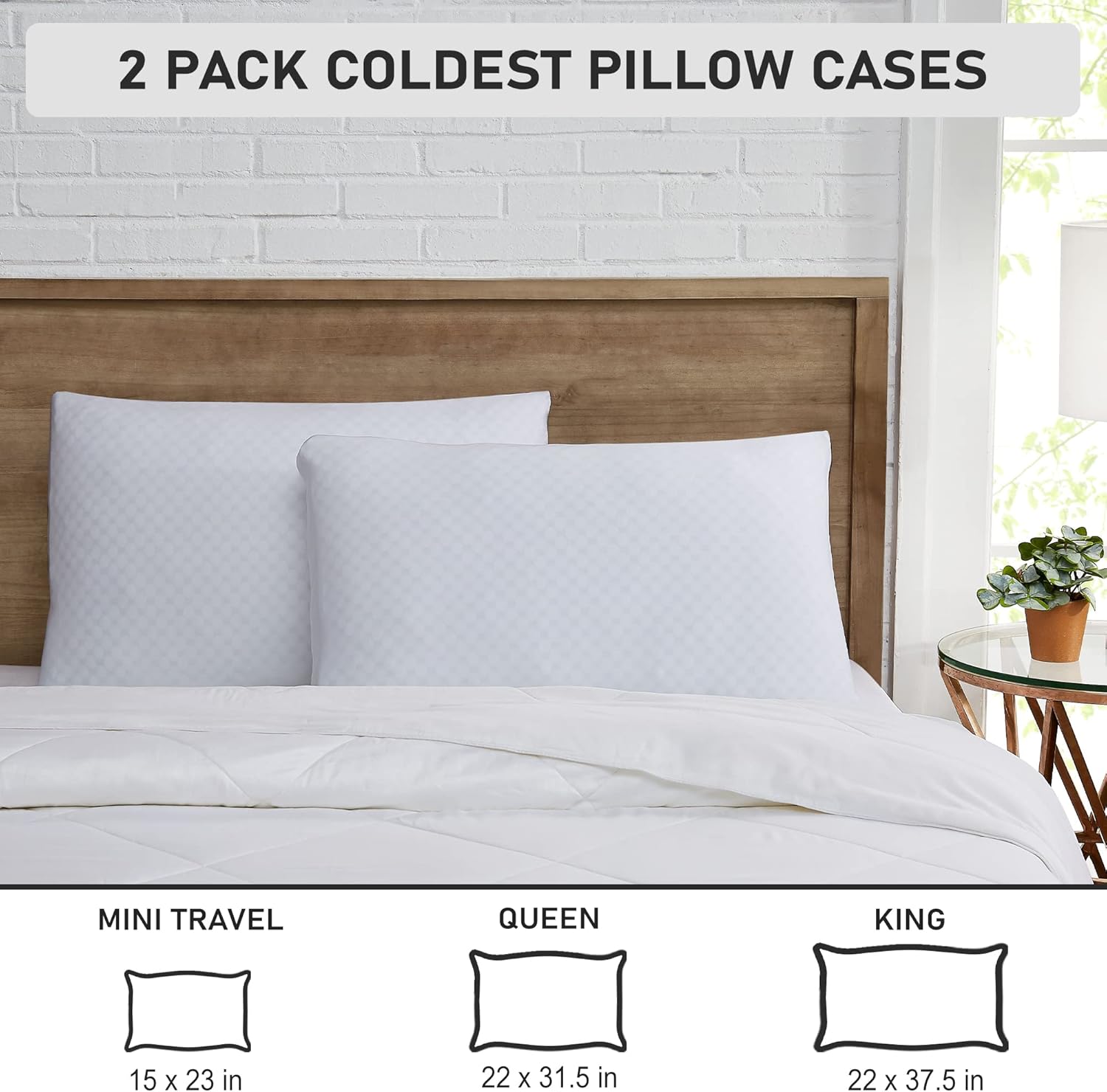 Coldest Pillow Cases Set of 2 - Pillowcase 2 Pack with Envelope Closure, Breathable Pillow Case - 100% Viscose Derived from Bamboo