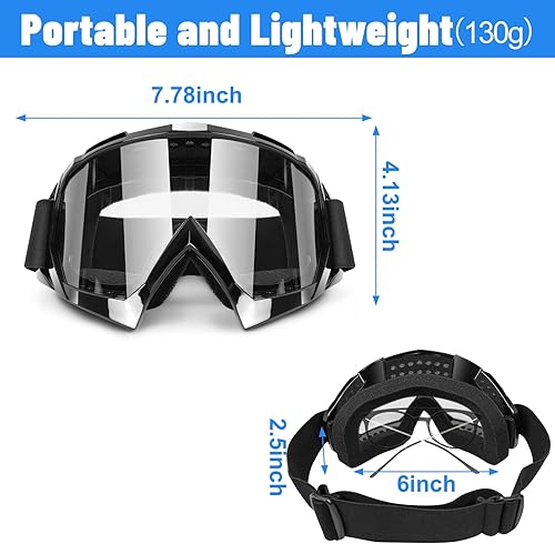Miniatura 2 de Gafas para ATV Dirt Bike Paquete de 2 Gafas de Motocicleta Motocross Resistentes al Viento Gafas de Visión Amplia Fuera de Carretera para Conducir