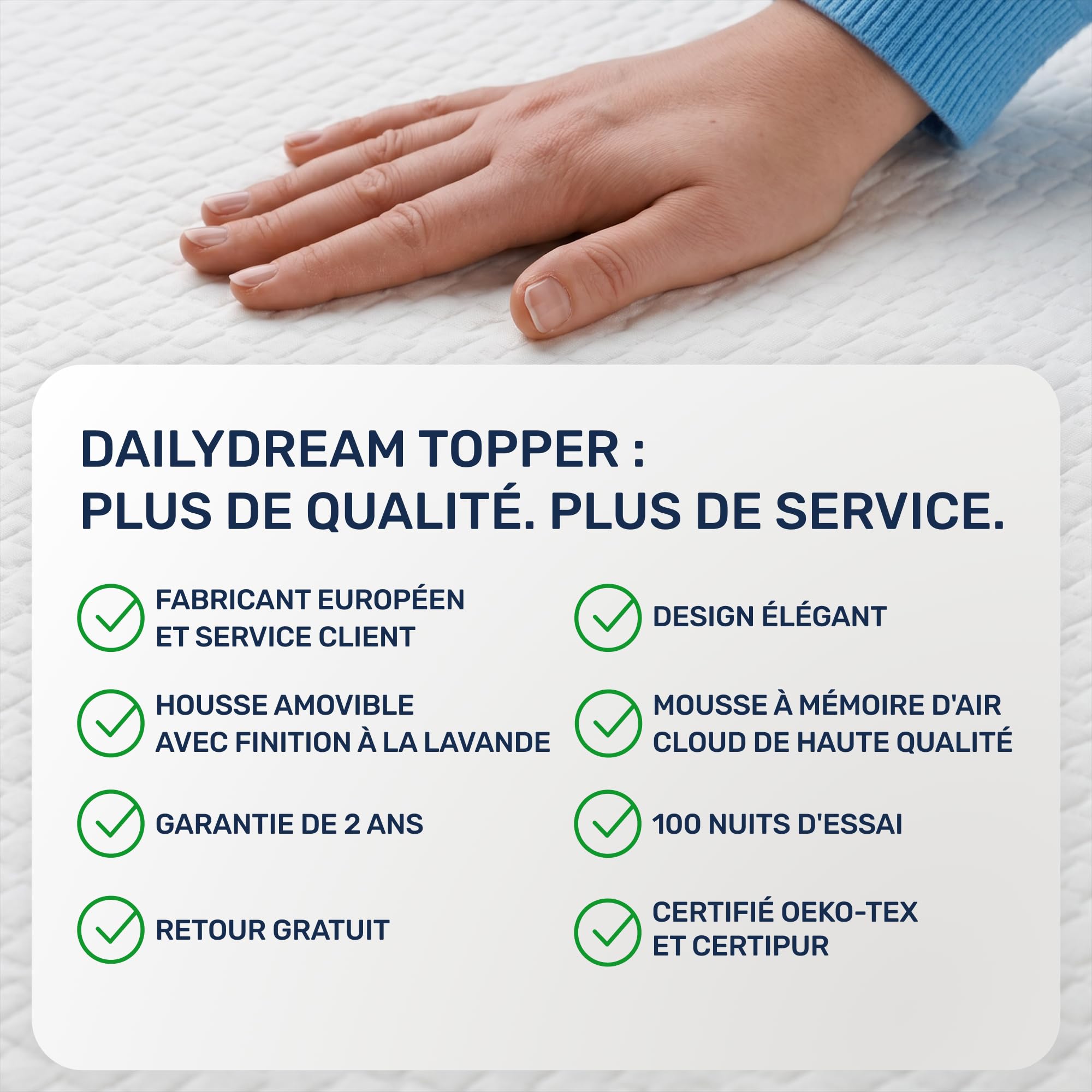 Dailydream Surmatelas 90x190 cm, Mousse à mémoire de Forme, 5 cm