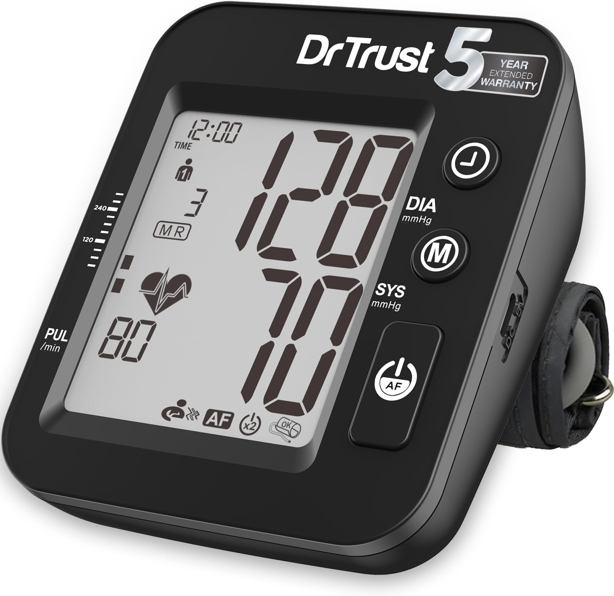 USA Intellitrack 131 Fully Automatic Atrial Fibrillation Portable Digital Blood Pressure Monitor BP Machine For Hypertension & Managing Heart Health, BP Apparatus For Home & Clinic Use, Most Accurate Measurement, USB Compatible with Backlight & MDI Technology