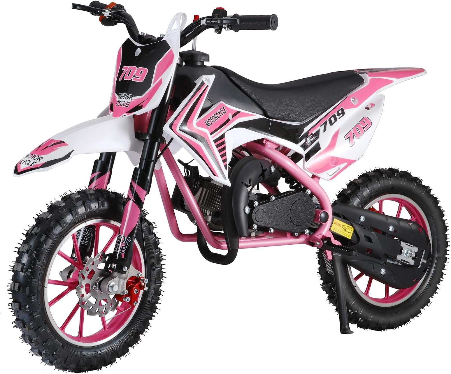 Kids Dirt Bike, 49cc 2-Stroke Gas Power Motocross, Off Road Mini Motorcycle, Pocket Motorbike with Front Rear Disc Brakes, Racing Max Speed 30KM/H, Mini Motorbike for Kids ﻿ (Pink)