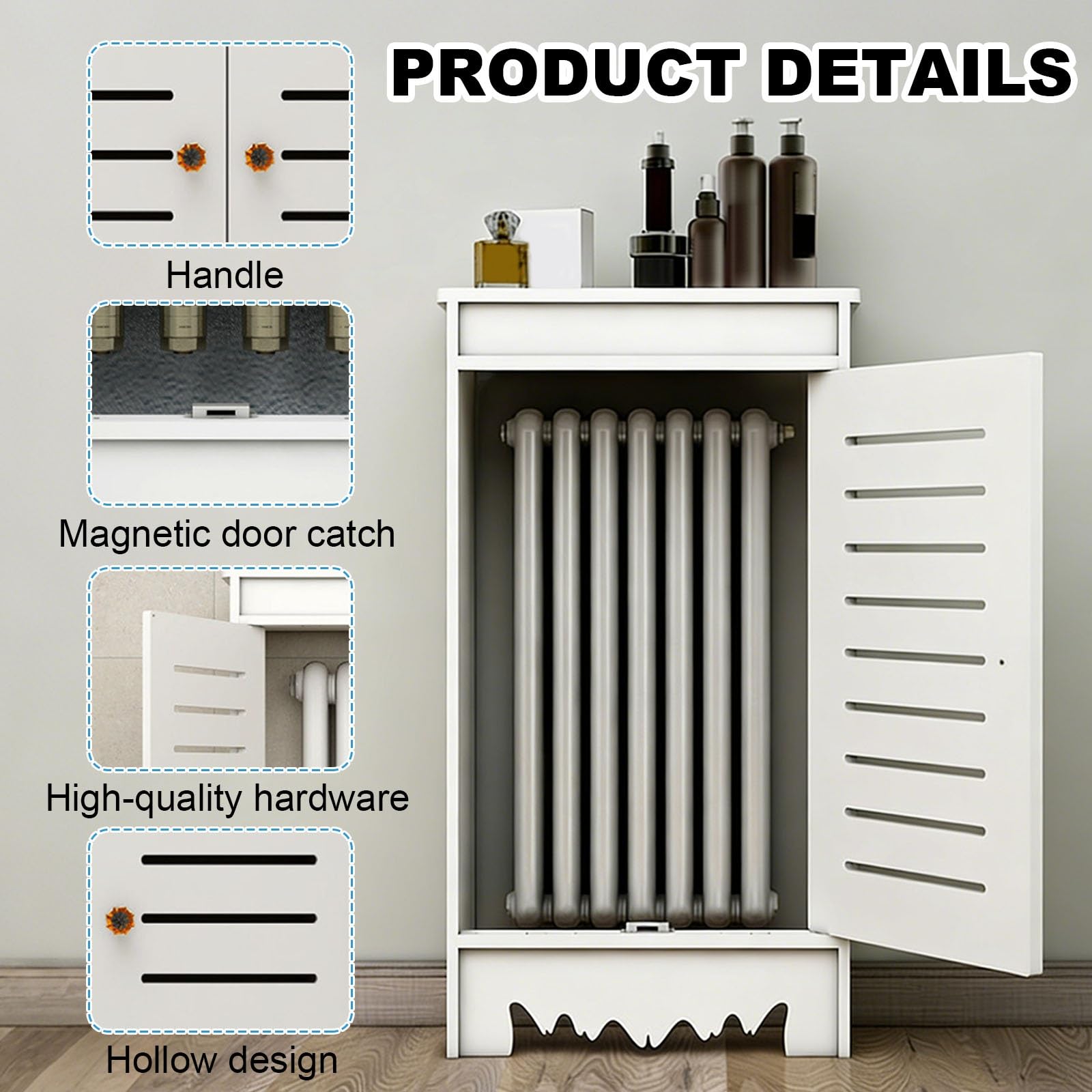Copertura moderna per radiatori con 2 ante Sylish Heaer, copertura per mensola Sorage per nascondere tubi, ideale per camera da letto, soggiorno, bagno (100 x 25 x 80 cm)