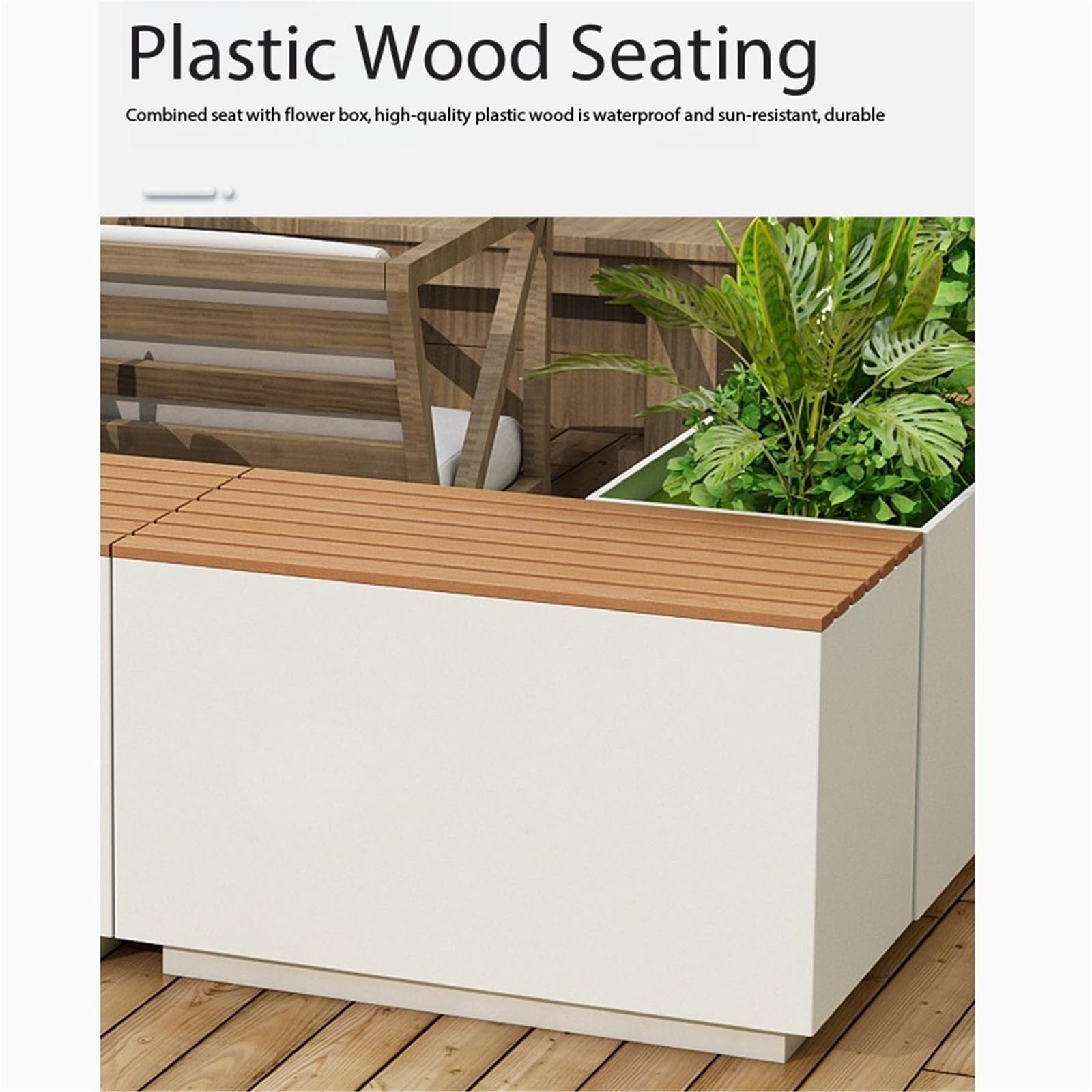 Al Aire Libre Macetero con Asiento Integrado y combinación de Banco for macetero Caja de Flores